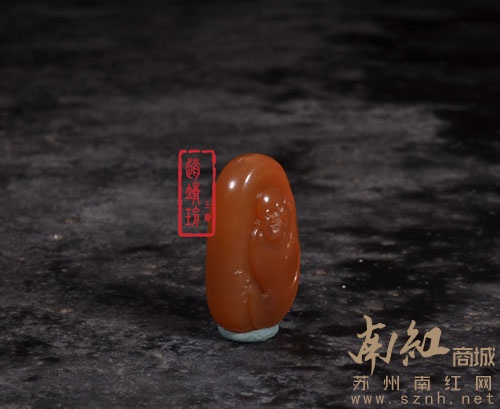 弥勒佛 苏工南红玛瑙精雕小挂件