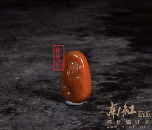 弥勒佛 苏工南红玛瑙精雕小挂件