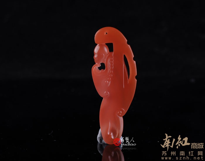 悟道修禅 精品纯色南红玛瑙联合料雕件
