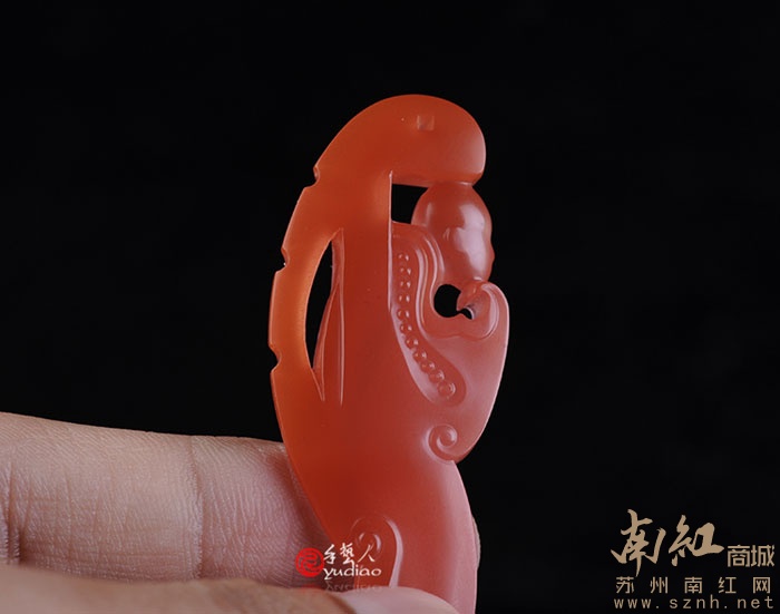 悟道修禅 精品纯色南红玛瑙联合料雕件