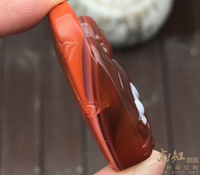 弥勒佛 苏工俏色雕刻花开见佛精品南红